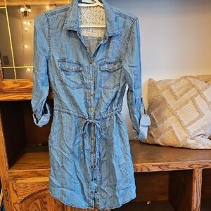 Maurices Blue Lace-Trimmed Denim Dress/tunic